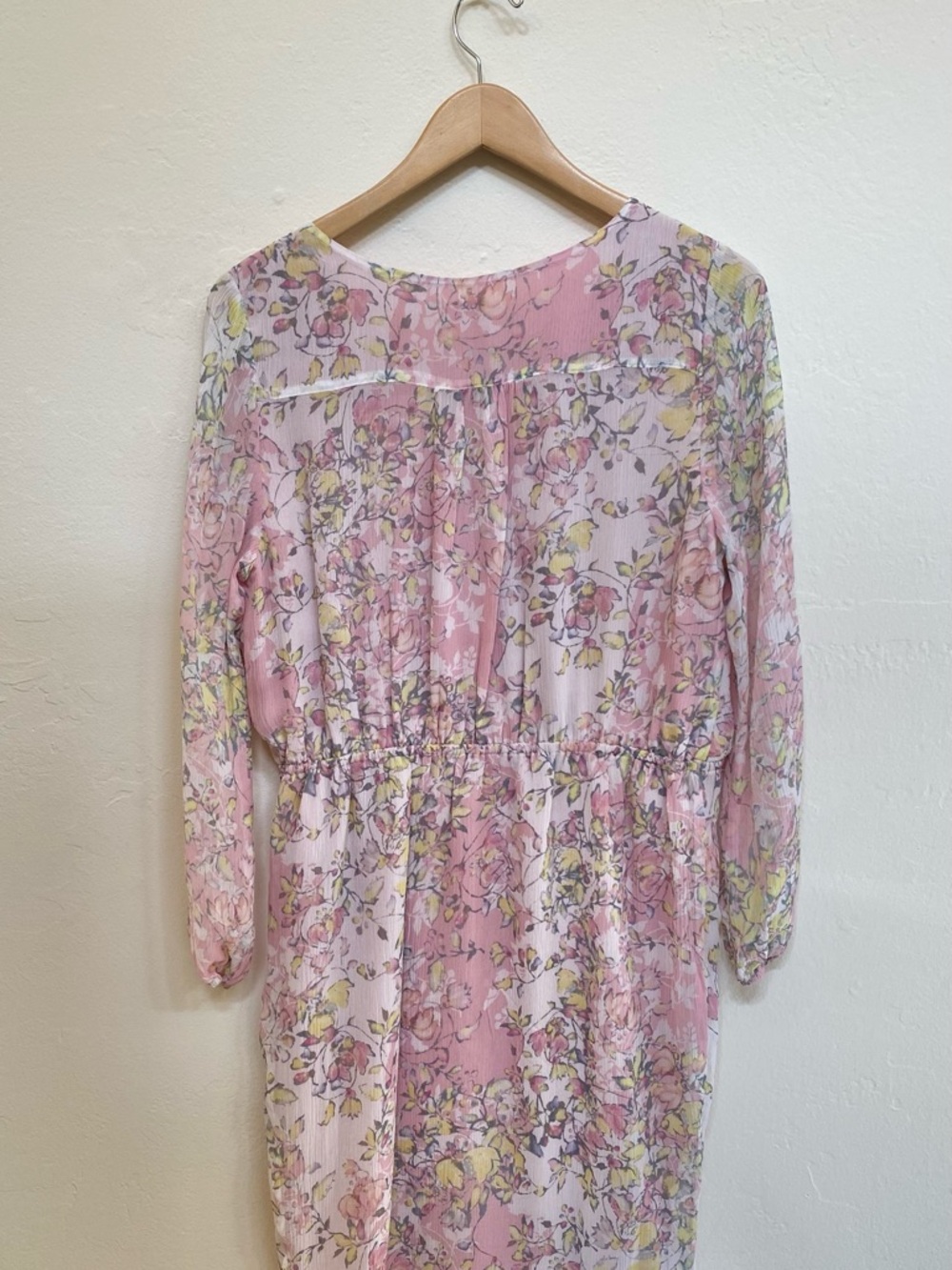 Sundance Silk Floral Wrap Dress Pink Boho Cottagecore Long Sleeve Size 6 NWT - Picture 5 of 13